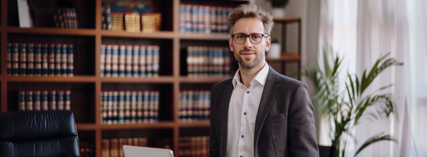 Compliance Manager Weiterbildung: ein Anwalt steht in seinem Büro