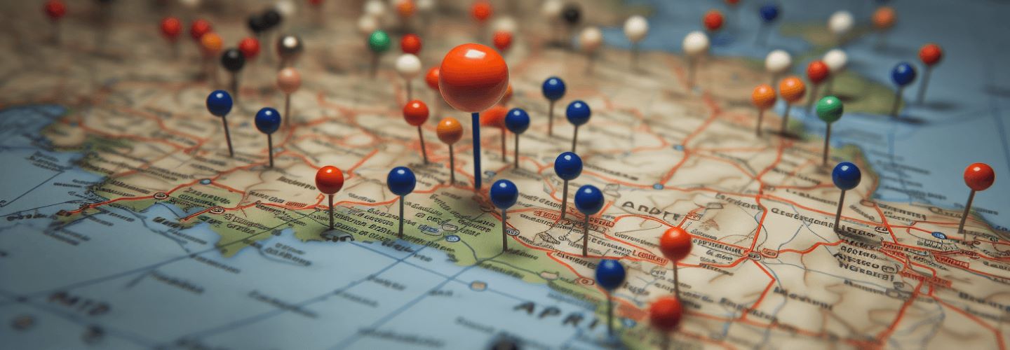 Geographie Studium: Weltkarte mit Stecknadeln