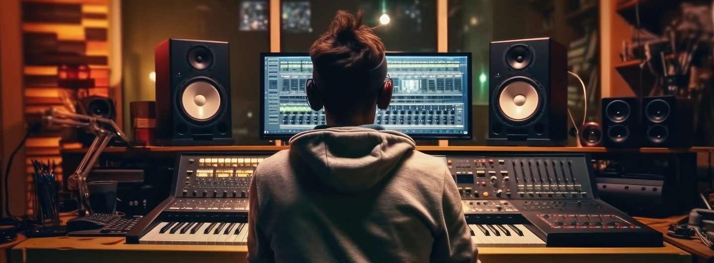 Sound / Audio Engineering Studium: Ein Tontechniker sitzt am Mischpult