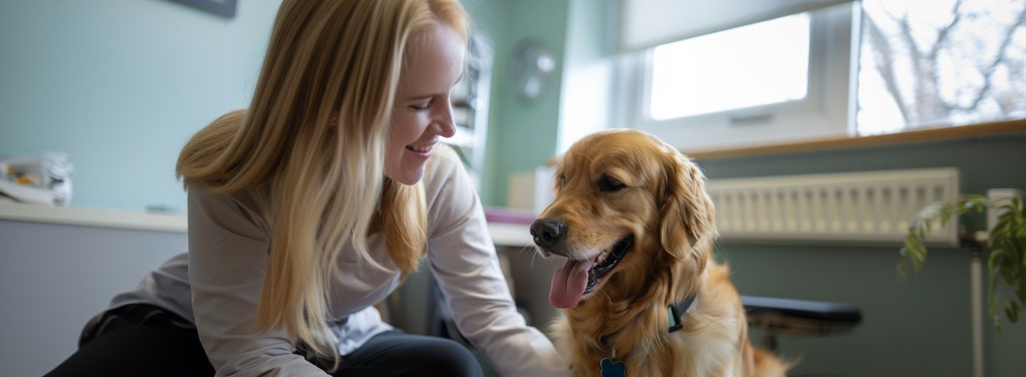 Tierphysiotherapeut Ausbildung: eine Tierphysiotherapeutin behandelt einen Hund