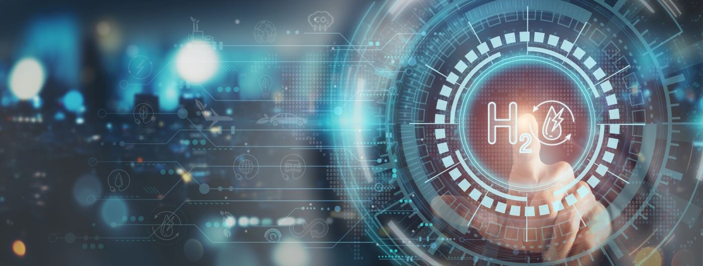 Wasserstofftechnologien Studium: H2 im Mittelpunkt von digitalen Symbolen