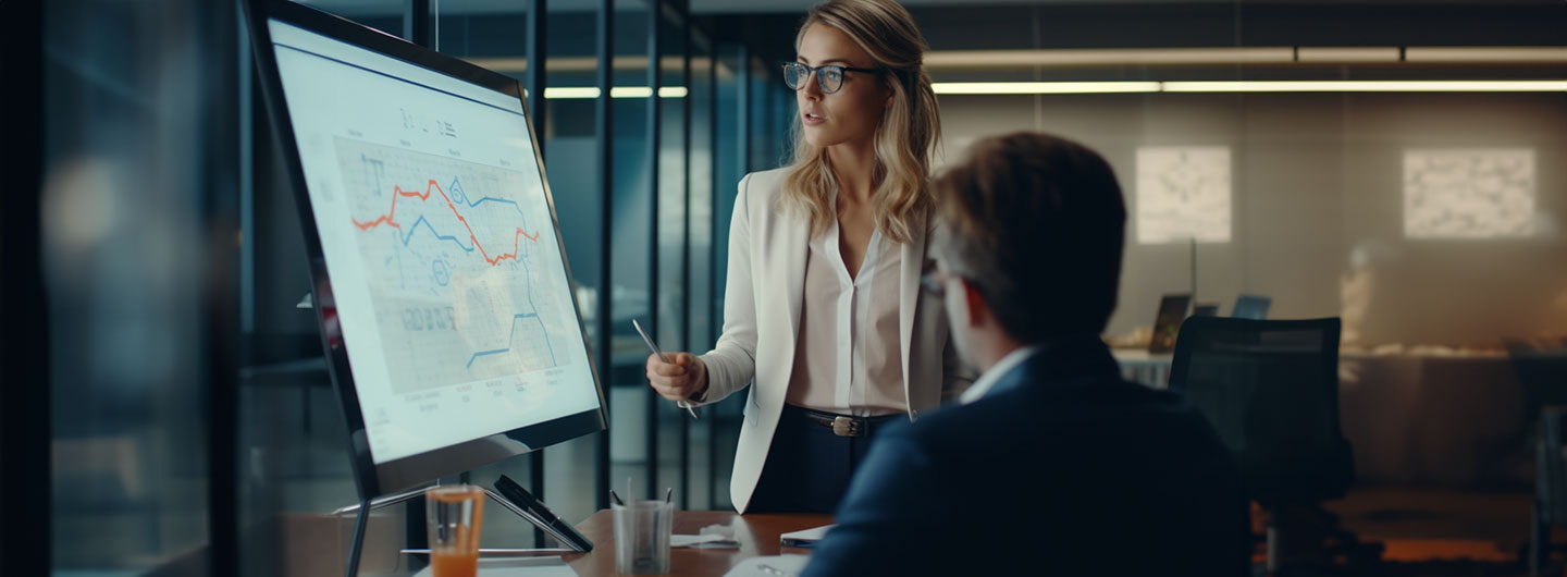 Zwei Marketing-Manager erarbeiten eine Strategie.